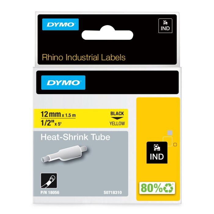 RHINO Taśma / Rurka termokurczliwa 12mm x 1,5m żółta