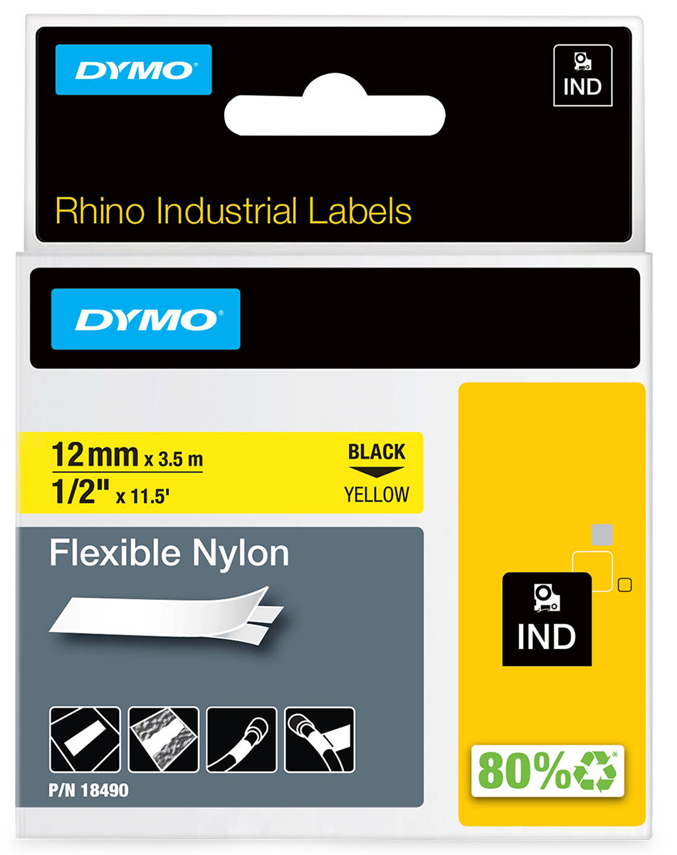 RHINO Taśma nylonowa 12mm x 3,5m czarny / żółta