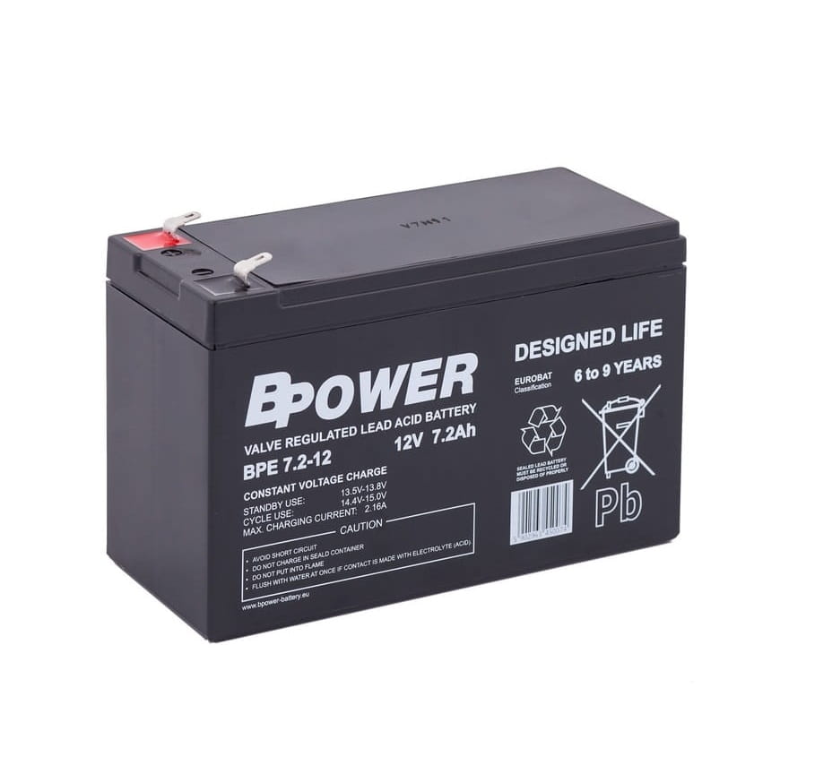 Bpower Akumulator 12V BPE 7,2Ah żywotność 6-9 lat terminal T1