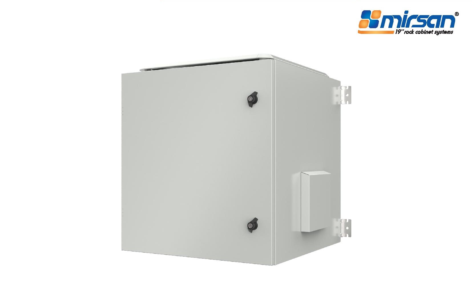 MIRSAN Szafa wisząca IP54 19” 9U 600/600mm (jednoskrzydłowe drzwi pełne) szara