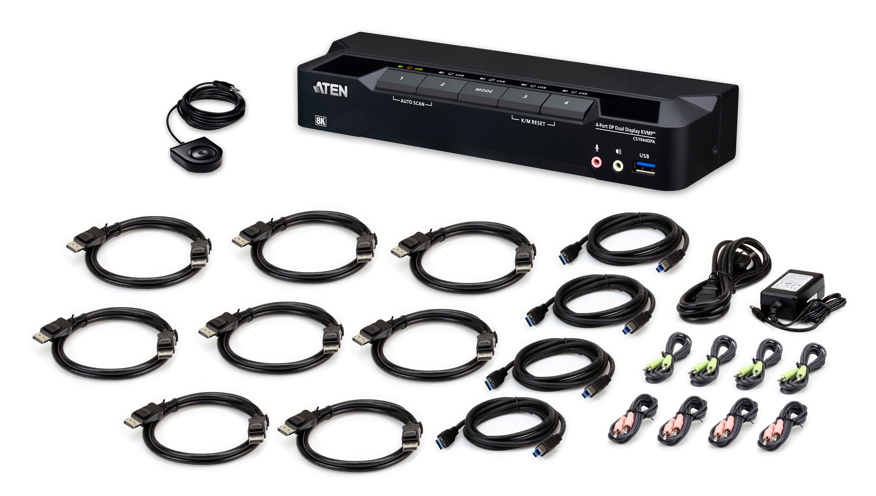 Aten Biurkowy przełącznik KVMP DisplayPort Dual-Display z 4 portami USB 3.0 8K 60Hz, 4K 120Hz