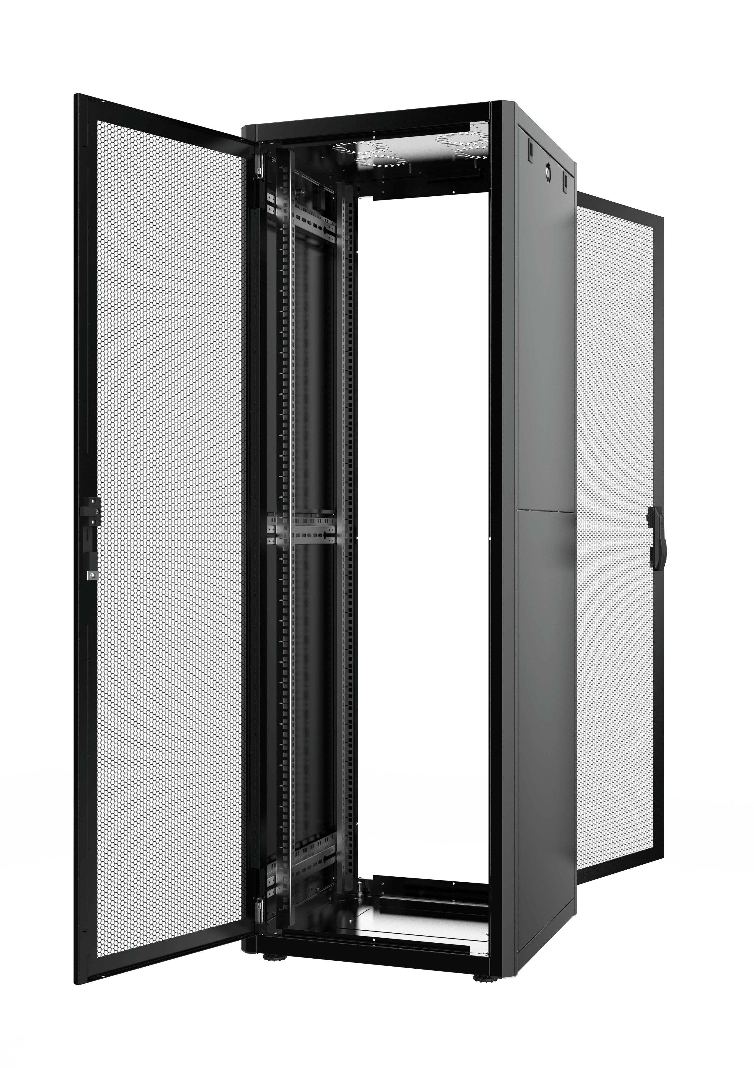 MIRSAN Szafa teleinformatyczna GTN 19” 37U 600/600mm (przód jednoskrzydłowe drzwi perforowane 63%; tył  jednoskrzydłowe drzwi perforowane 63%) czarna