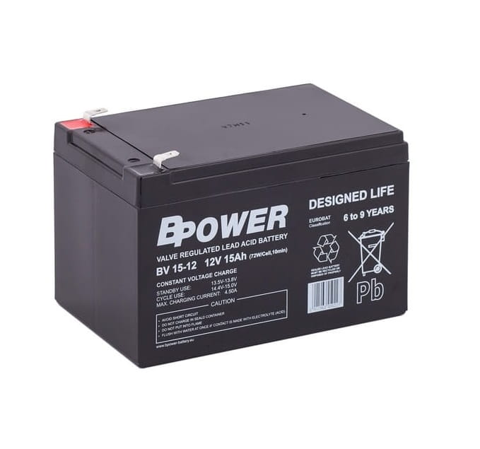 BPower Akumulator 12V BV 15Ah żywotność: 6-9 lat terminal T2