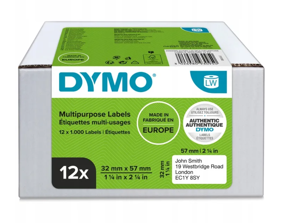 DYMO Etykieta  57 x 32mm biała wielopak 12sztuk