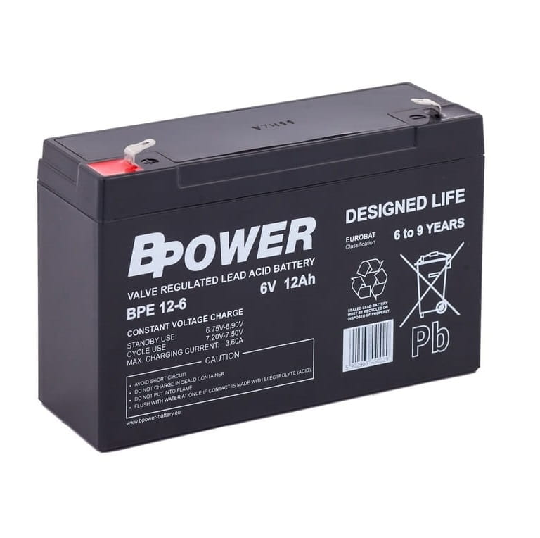 Bpower Akumulator 6V BPE 12Ah żywotność 6-9 lat terminal T1