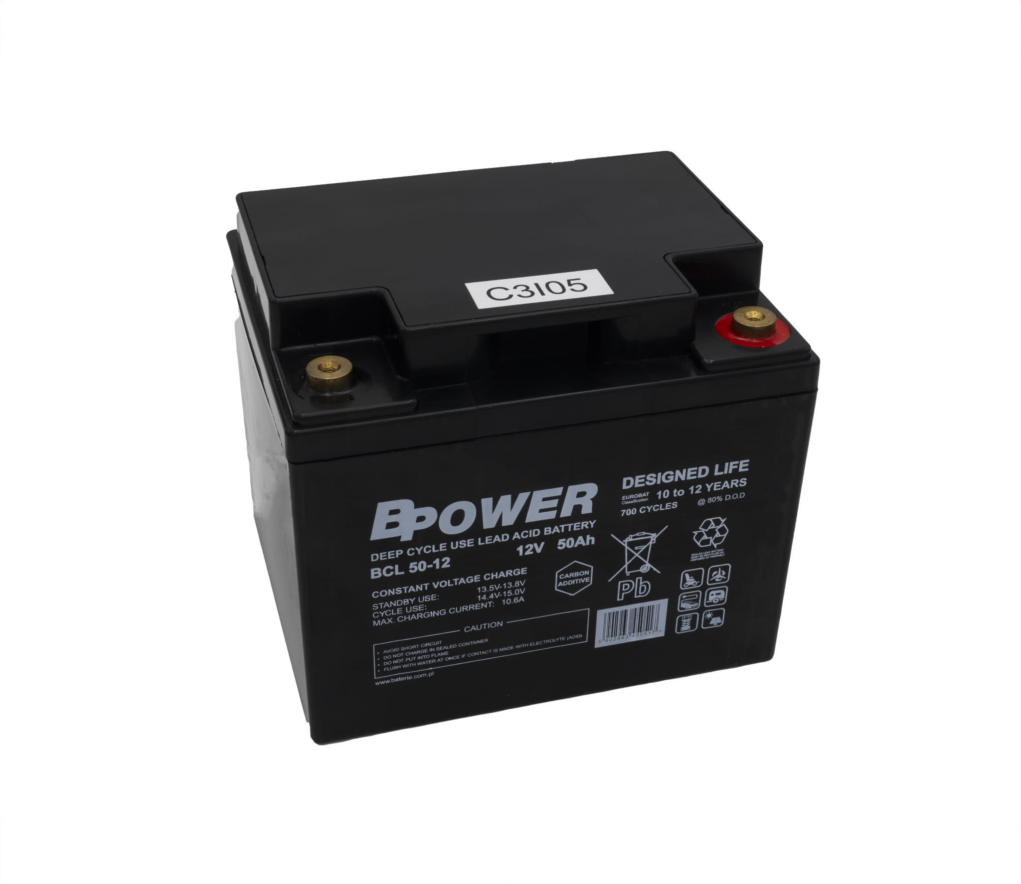 BPower Akumulator 12V BPL 50Ah żywotność: 10-12 lat