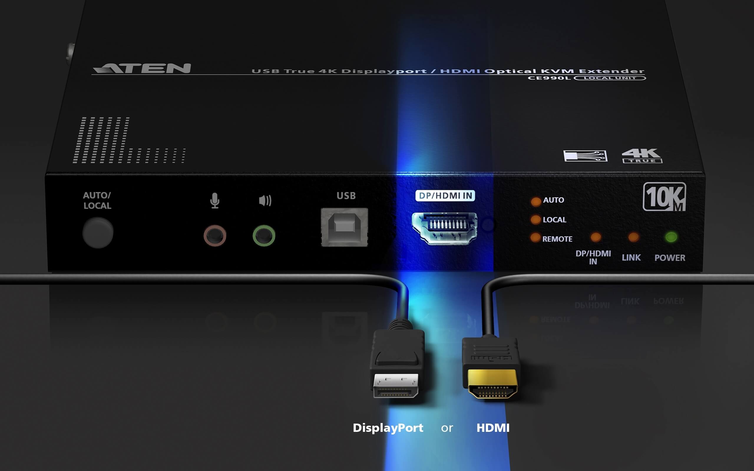 Aten Przedłużacz optyczny KVM USB True 4K DisplayPort/HDMI (prawdziwe 4K @ 10 km)