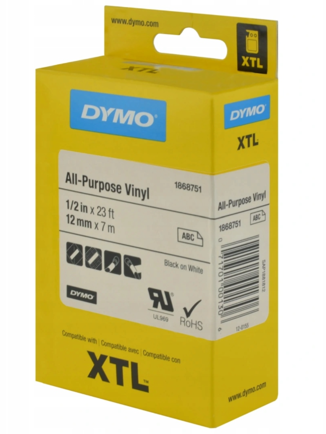 XTL Taśma winylowa 12mm x 7m czarny / biała