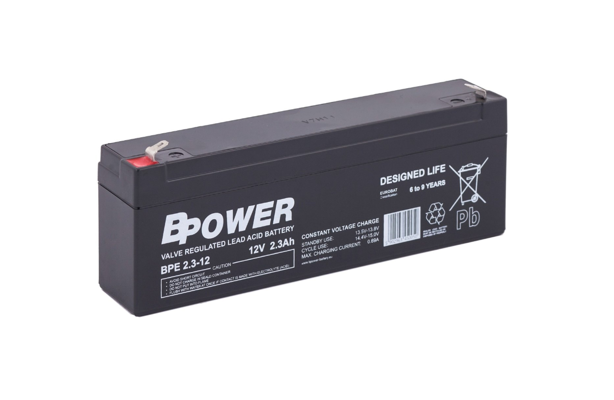 Bpower Akumulator 12V BPE 2,3Ah żywotność 6-9 lat terminal T1