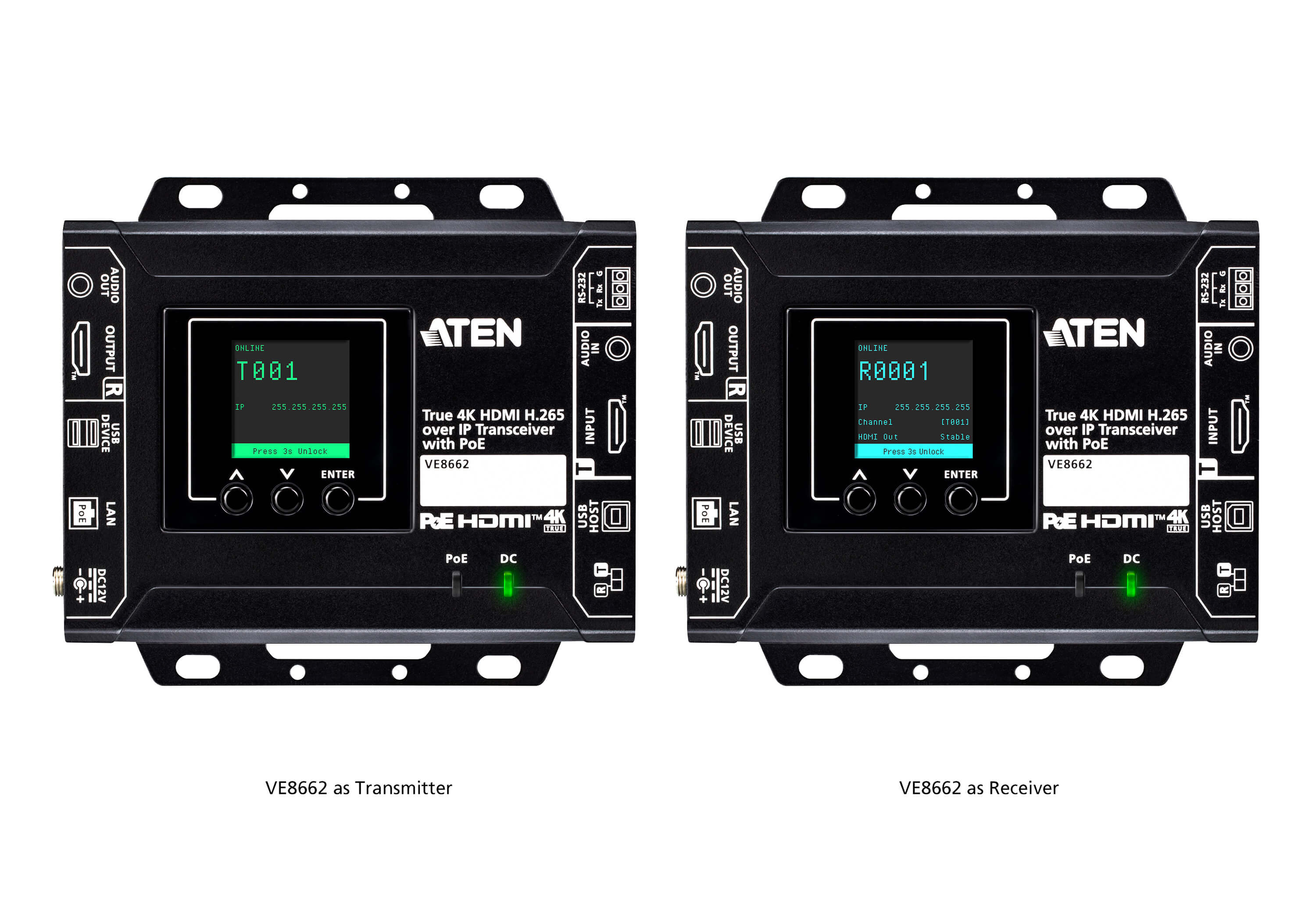 Aten  IP Transceiver True 4K H.265 overz POE (nadajnik i odbiornik w jednym)