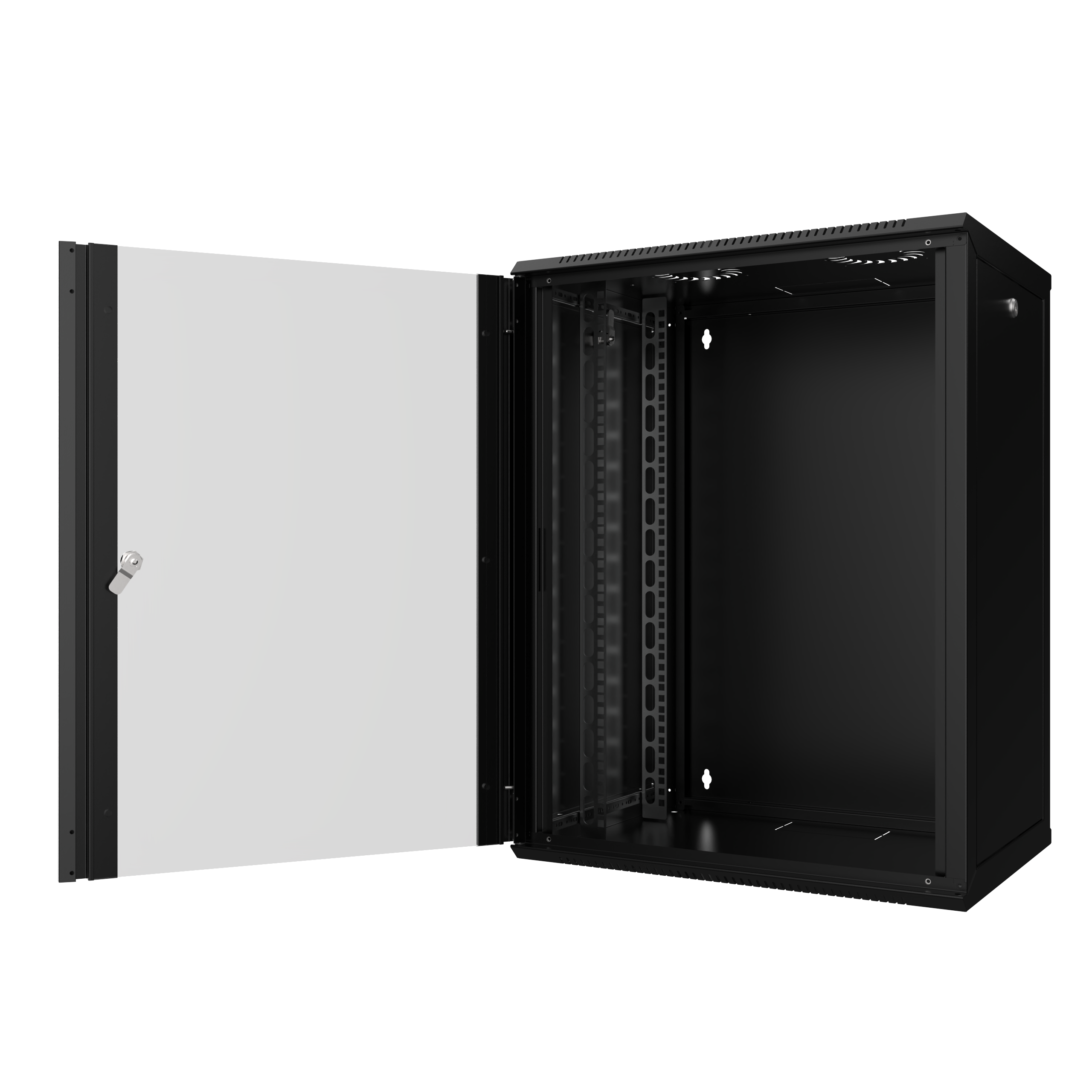 MIRSAN Szafa wisząca WTC COM-BOX 19” 12U 565/450mm (jednoskrzydłowe drzwi szklane) czarna