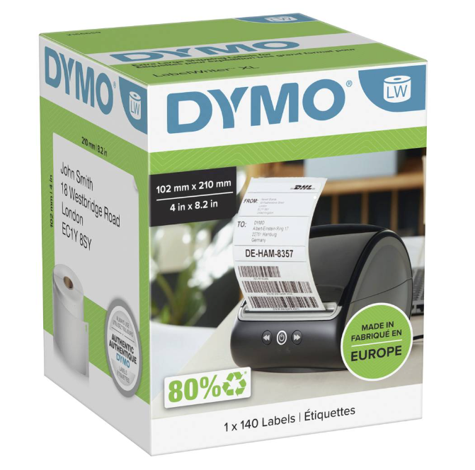 DYMO Ekstra duża etykieta logistyczna XXL (tzw. DHL)  - 102 x 210 mm, dla modelu LW XL - VALUE PACK6 szt.