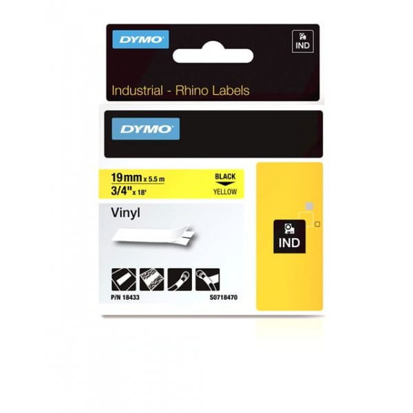 RHINO Taśma winylowa 19mm x 5,5m czarny / żółta