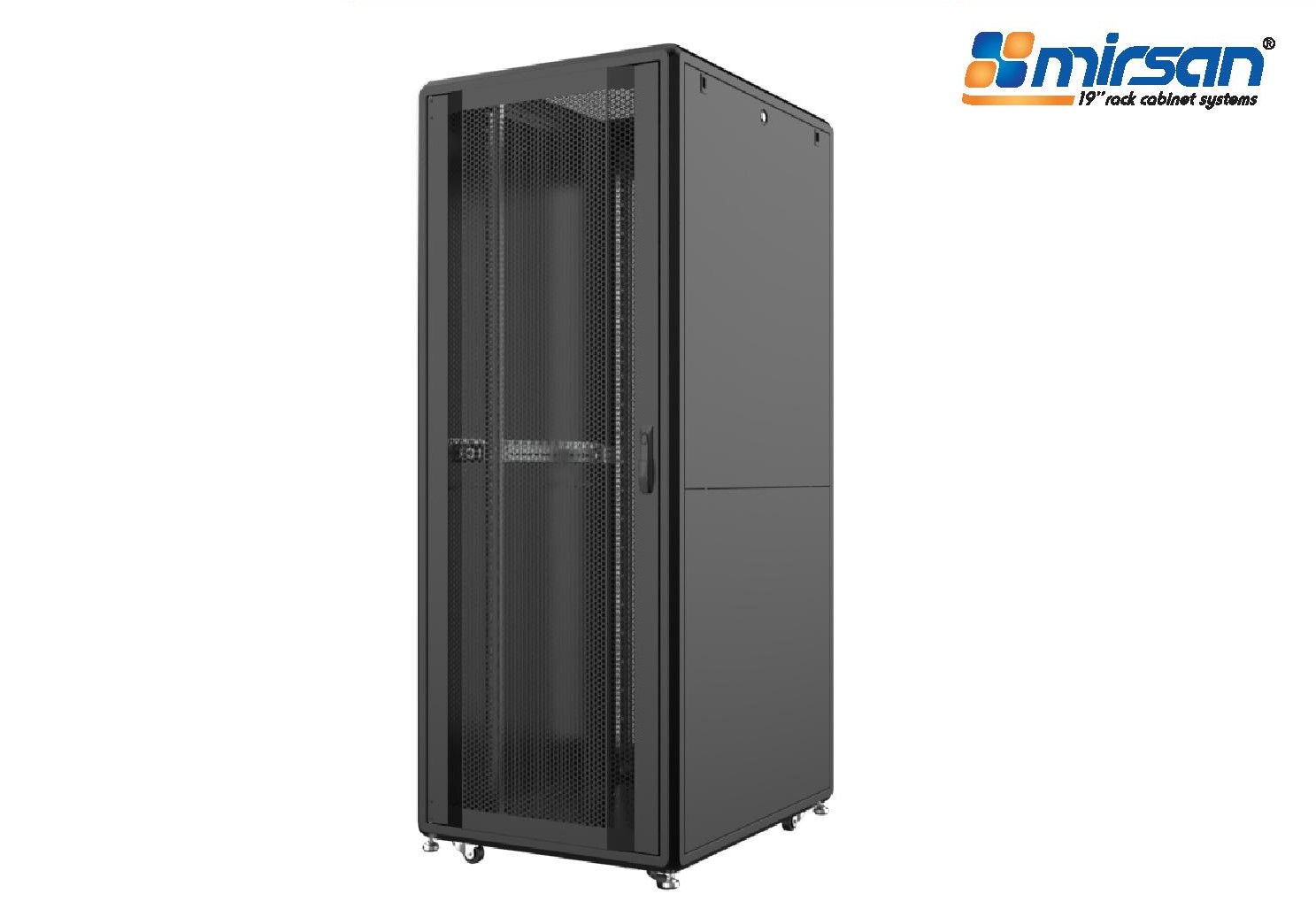 MIRSAN Szafa serwerowa GTS 19” 48U 800/1000mm (przód jednoskrzydłowe drzwi perforowane 80%; tył dwuskrzydłowe drzwi perforowane 80%) czarna