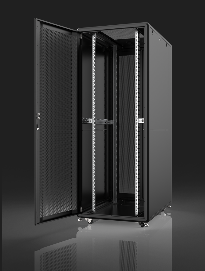MIRSAN Szafa serwerowa GTS 19” 47U 800/1200mm (przód jednoskrzydłowe drzwi perforowane 63%; tył dwuskrzydłowe drzwi perforowane 63%) czarna
