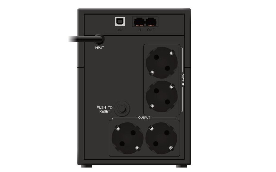 GT UPS POWERbox Tower; 2200VA/1200W; Line-Interactive; 4xSCHUKO; 2x9Ah; LCD