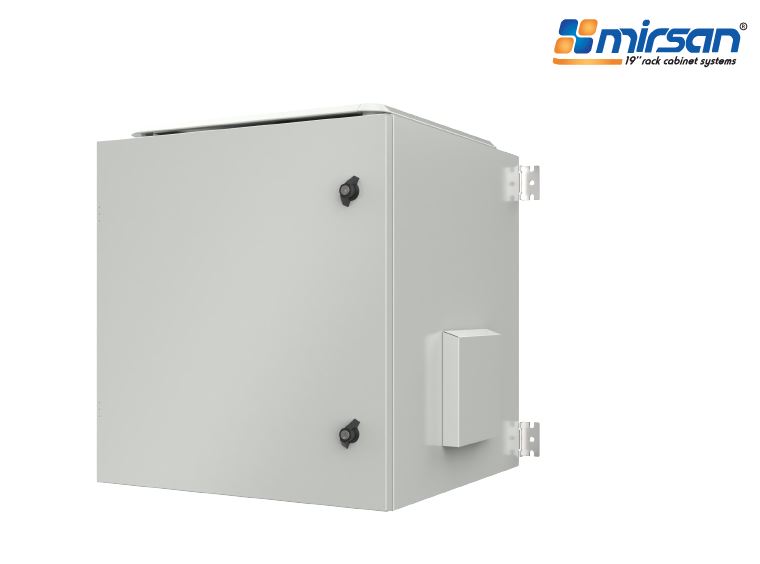 MIRSAN Szafa wisząca IP54 19” 16U 600/450mm (jednoskrzydłowe drzwi pełne) szara