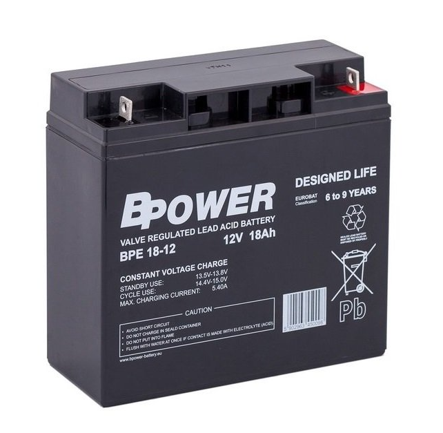 Bpower Akumulator 12V BPE 18Ah żywotność 6-9 lat
