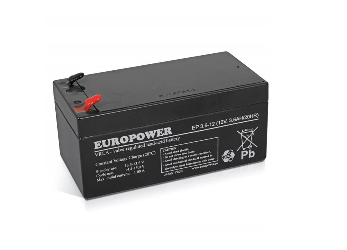 EUROPOWER Akumulator 12V EP 3,6Ah żywotność: 6-9 lat