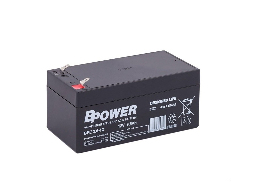 Bpower Akumulator 12V BPE 3,6Ah żywotność 6-9 lat terminal T1