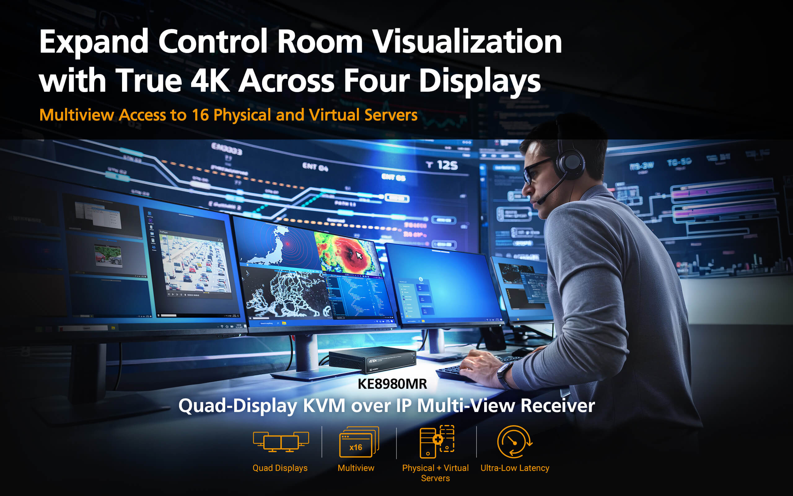 Aten Odbiornik KVM over IP Multi-View 4K Quad-Display