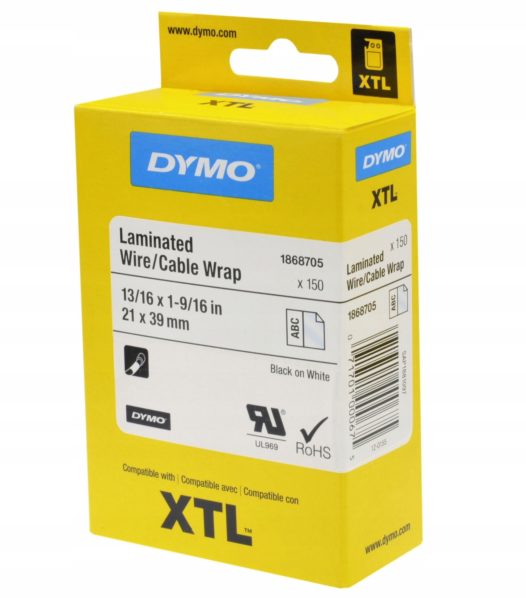 XTL Opaski laminowane 21mm x 39mm czarny / biała
