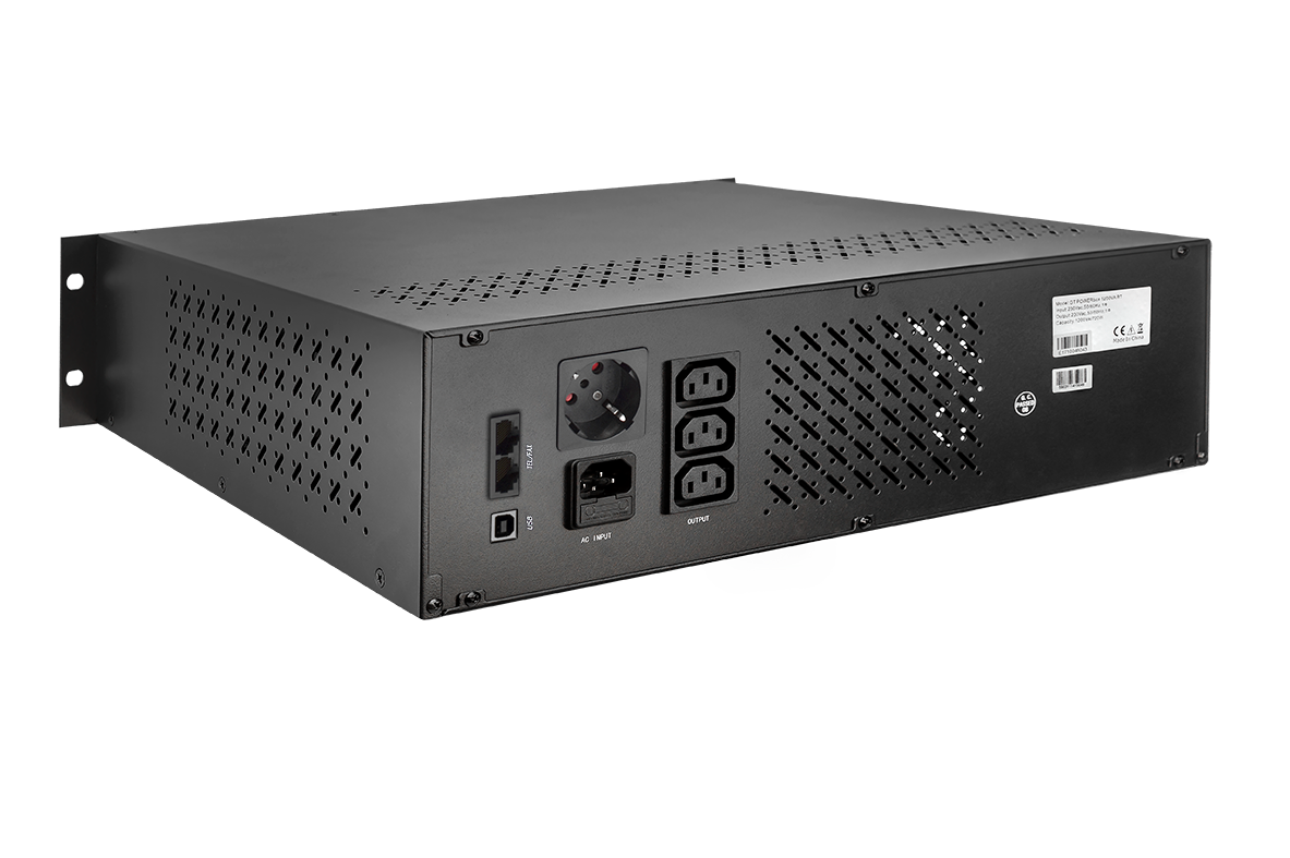 GT UPS POWERbox Rack 19” 3U; 1200VA/720W; Line-Interactive; 3xIEC C13 + 1xSCHUKO; 2x7Ah; LCD