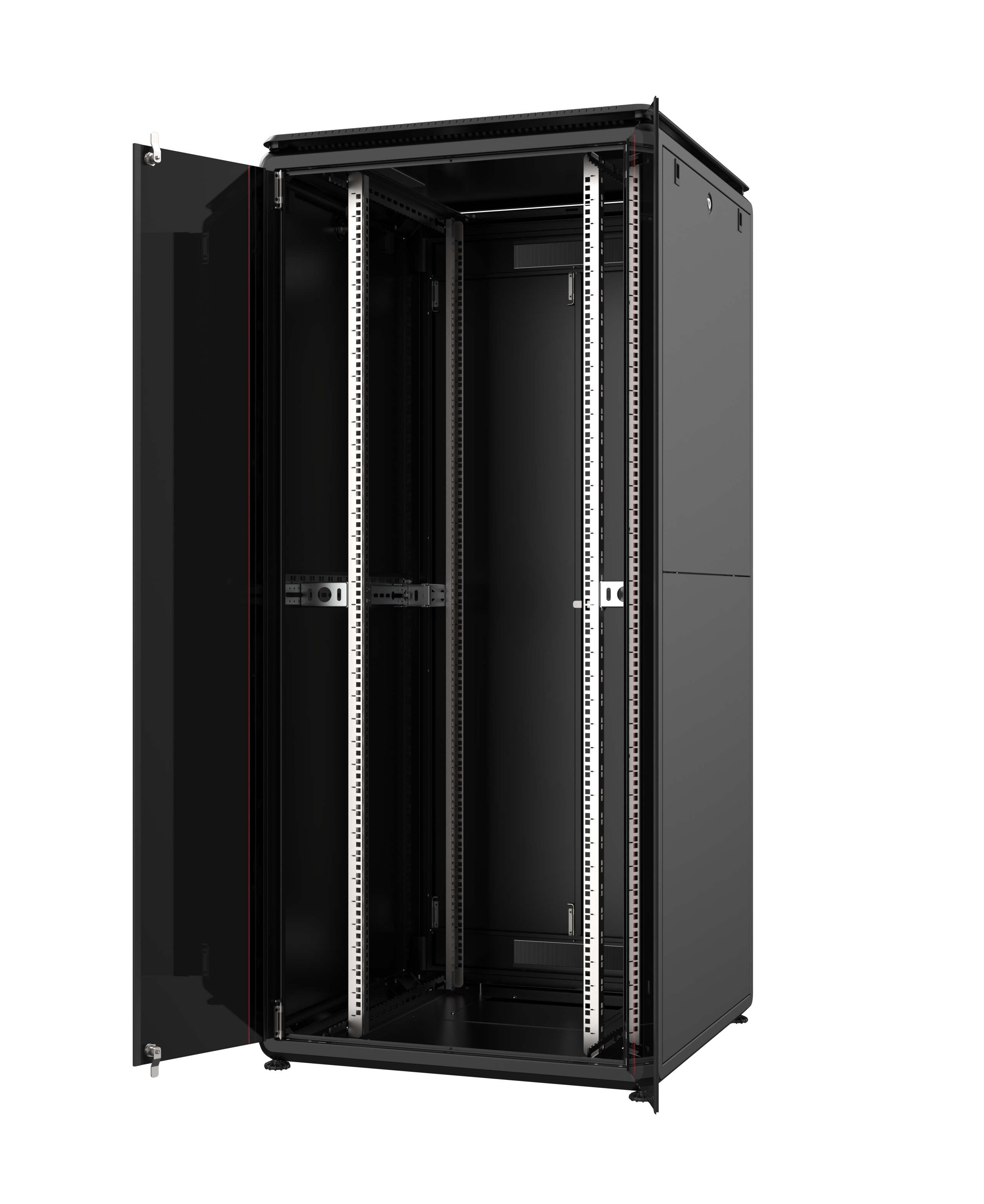 MIRSAN Szafa uniwersalna GTV 19” 46U 800/1000mm (przód jednoskrzydłowe drzwi perforowane 63%; tył jednoskrzydłowe drzwi perforowane 63%; niezmontowana) czarna