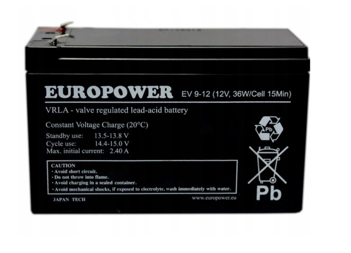 EUROPOWER Akumulator 12V EV  9Ah żywotność: 6-9 lat (o zwiększonej pojemności) terminal T1