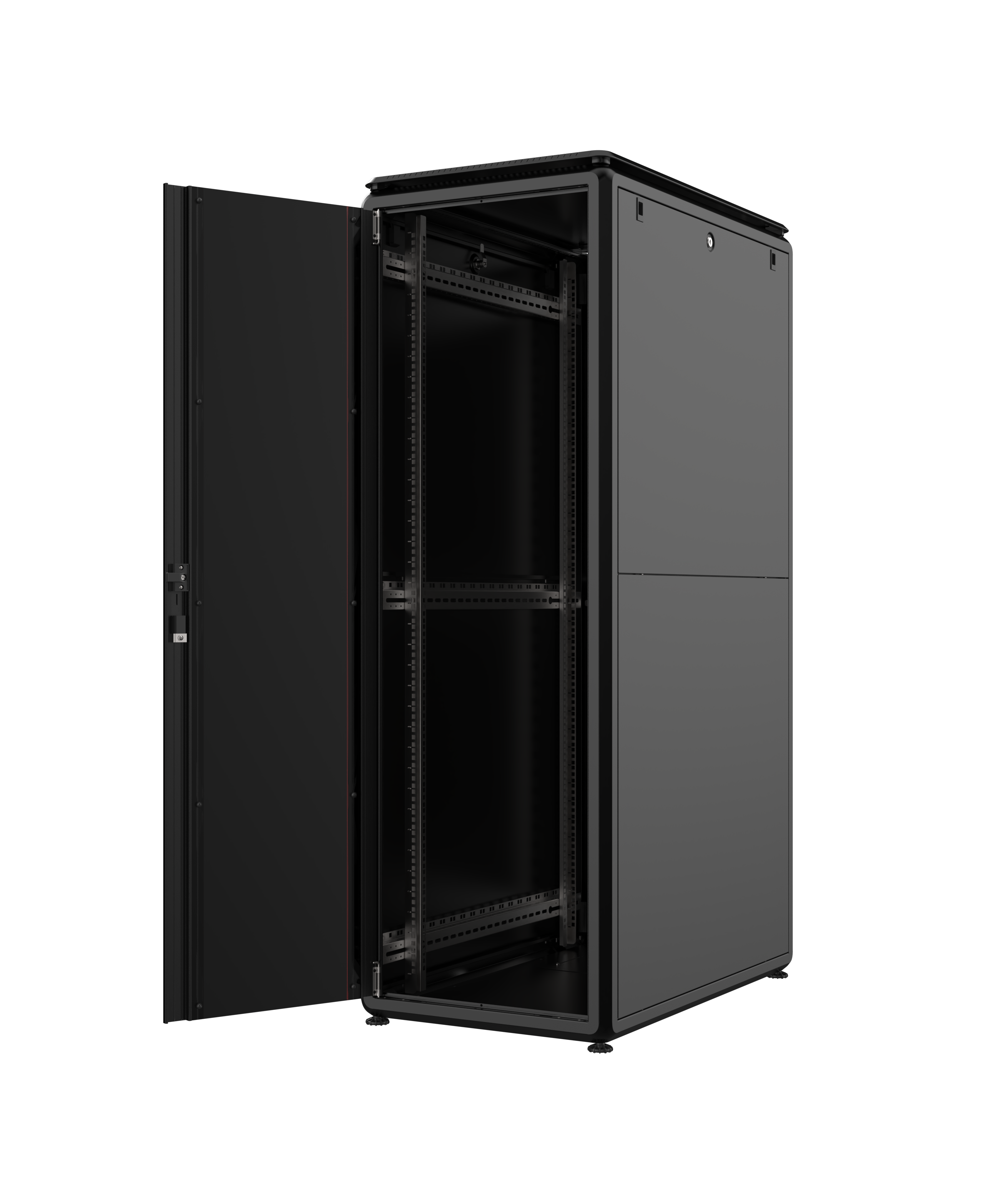 MIRSAN Szafa uniwersalna GTV 19" 47U 600/1000mm (przód jednoskrzydłowe szklane tył jednoskrzydłowe drzwi pełne) czarna