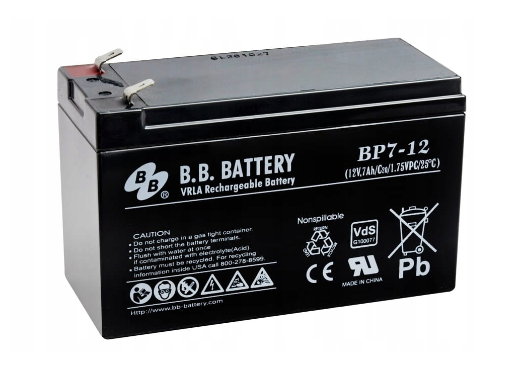 AKUMULATOR AGM BB Battery 12V-7Ah o żywotności 6-9 lat terminal T2