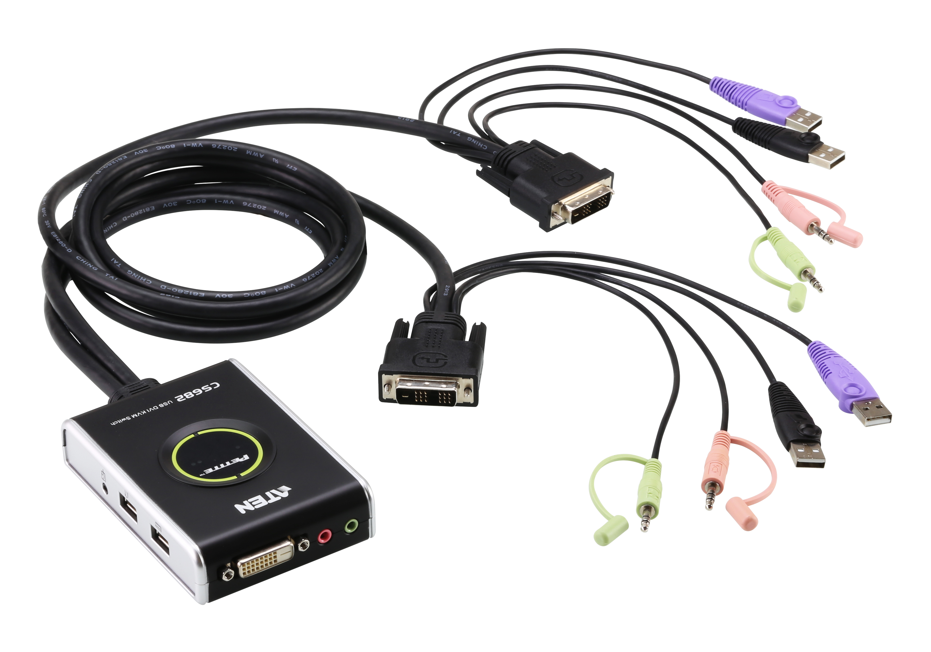 Aten Kabelkowy przełącznik KVM 2 port USB DVI Audio 1,2m