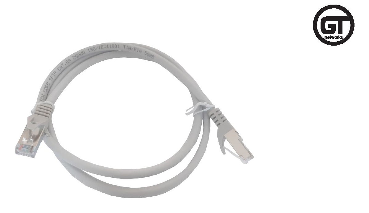 GT Networks Kabel krosowy (Patch cord) kat.6A S/FTP 1,0m LSZH szary