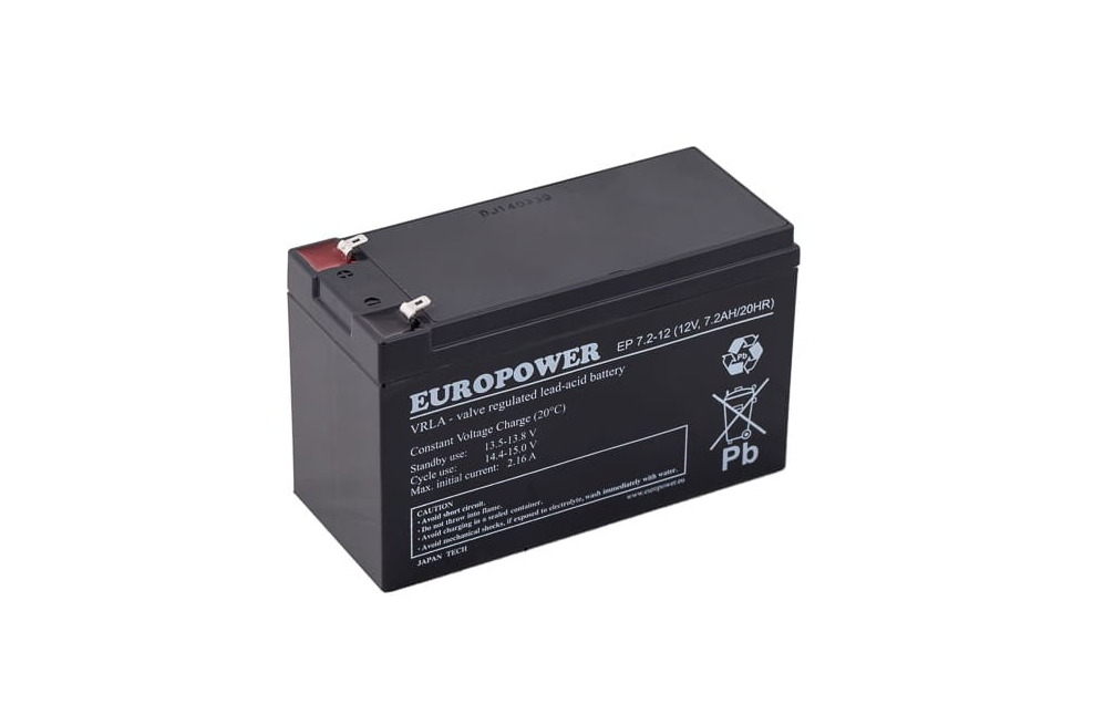 EUROPOWER Akumulator 12V EP 7,2Ah żywotność: 6-9 lat terminal T1