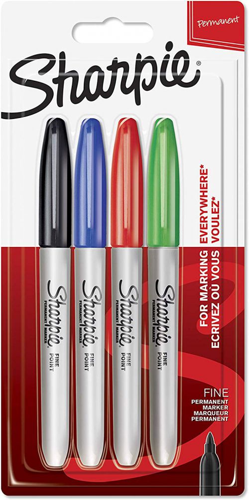 Sharpie Pisak trwały Fine czarny 1,0mm (blister, 4 kolory: czarny, czerwony, niebieski, zielony)