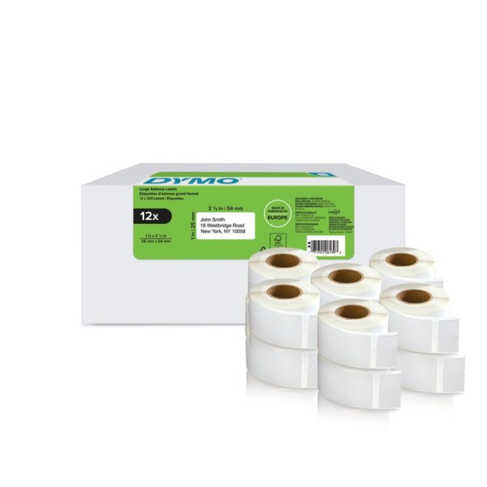 DYMO Etykieta na adres zwrotny - 25 x 54 mm, biała - VALUE PACK 12 szt.