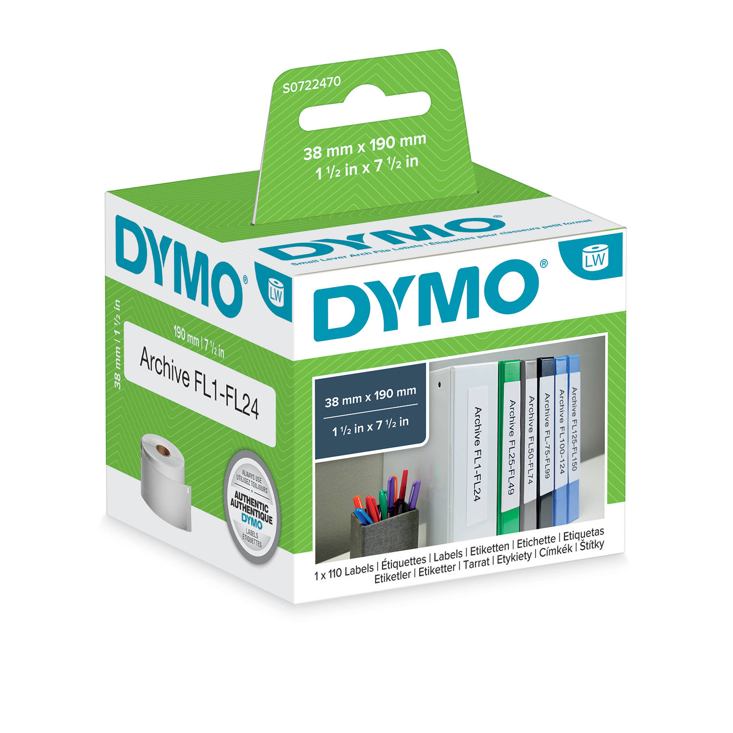 DYMO Etykieta SEGREGATOR mała  38 x 190 mm biała