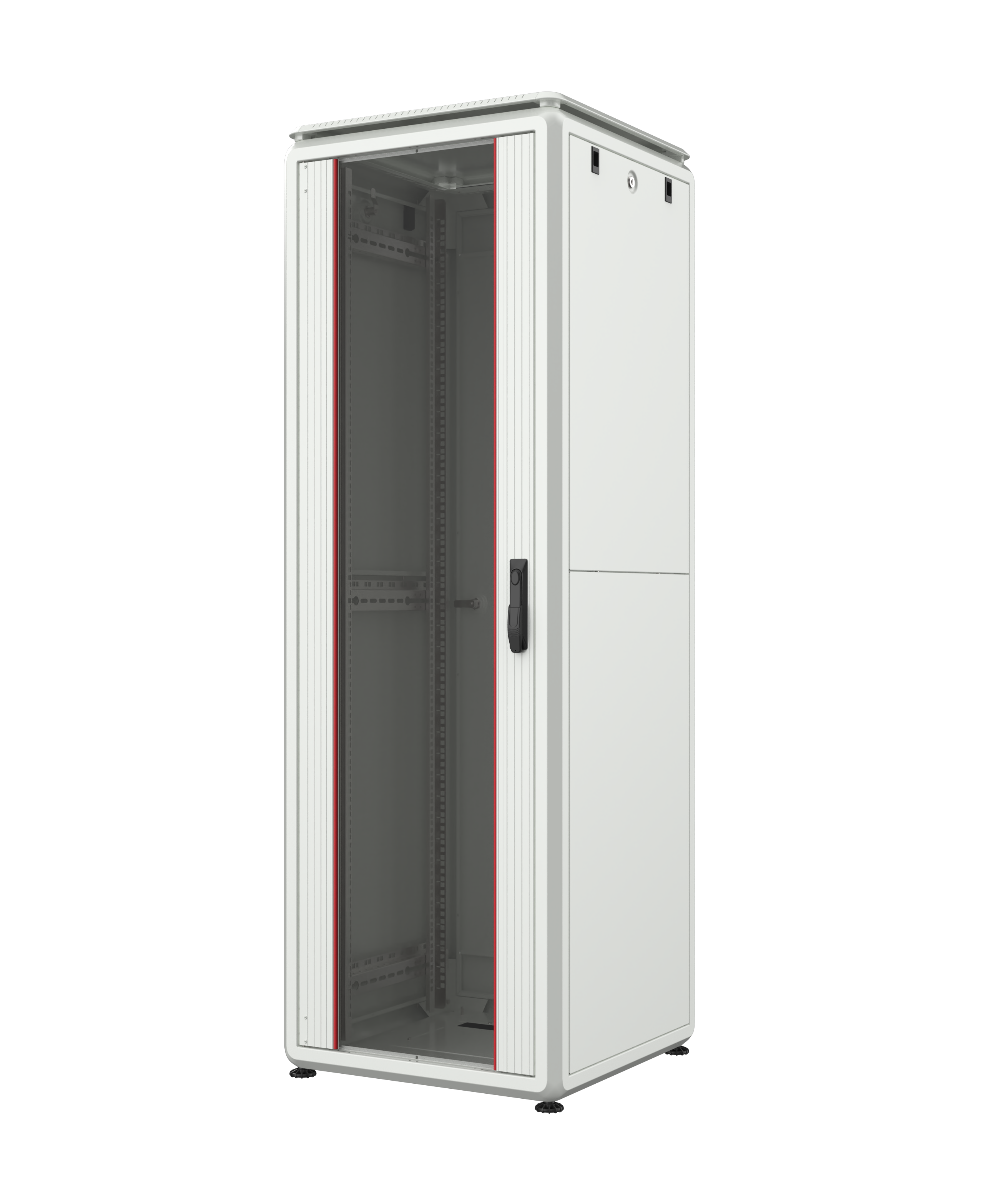 MIRSAN Szafa uniwersalna GTV 19” 42U 600/1000mm (przód jednoskrzydłowe drzwi szklane; tył jednoskrzydłowe drzwi pełne; niezmontowana) szara