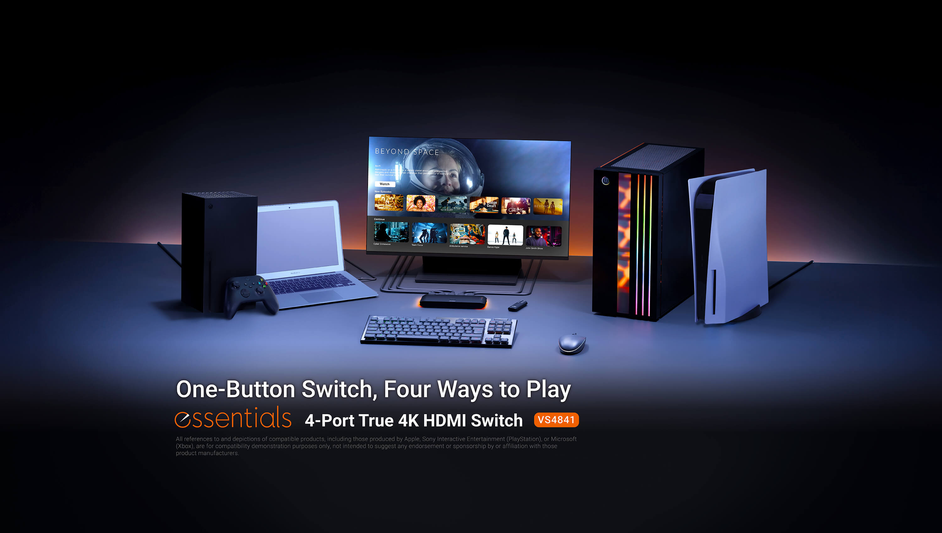 Aten Essentials Przełącznik Video 4 porty HDMI True 4K