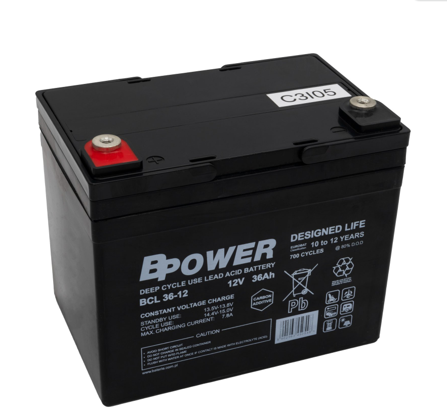 BPower Akumulator 12V BCL 36Ah żywotność: 10-12 lat