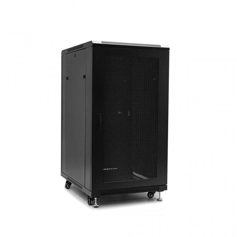 TOTEN Szafa serwerowa rack 19” G3 22U 800/800mm; czarna (drzwi perforowane przód i tył)