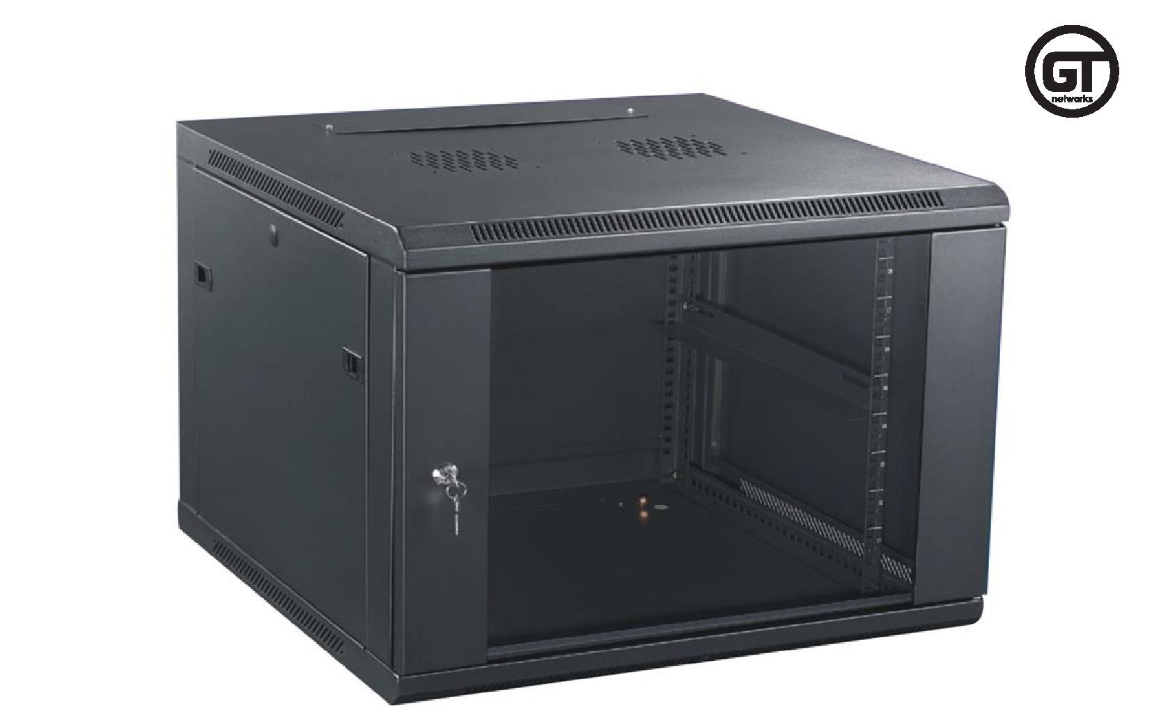 GT Networks Szafa 19” StandardLINE wisząca 15U 600/450mm (drzwi blacha-szkło; boki demontowalne) czarna