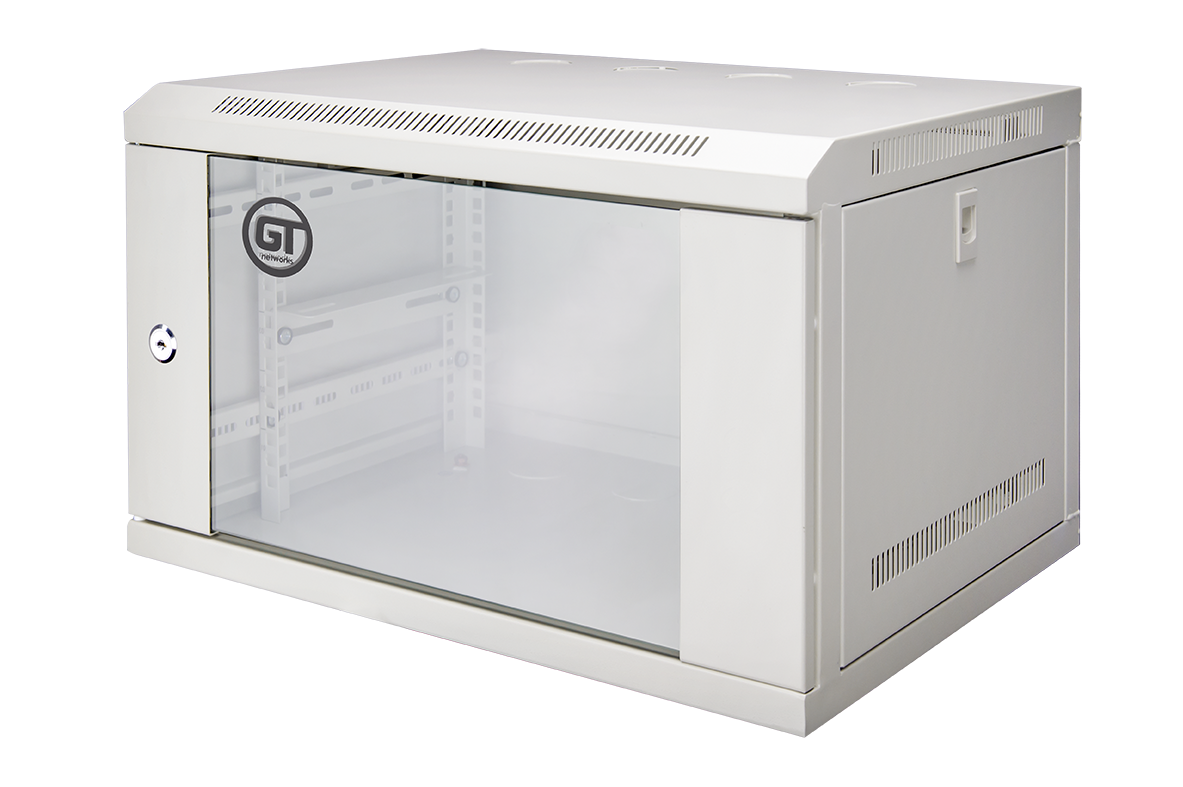GT Networks Szafa 19” StandardLINE wisząca 9U 600/450mm (drzwi blacha-szkło; boki demontowalne) szara
