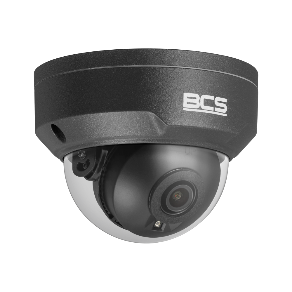 BCS POINT Kamera IP kopułowa 4 Mpx z obiektywem stałoogniskowym 2.8mm, przetwornik 1/3" PS CMOS, obudowa grafitowa