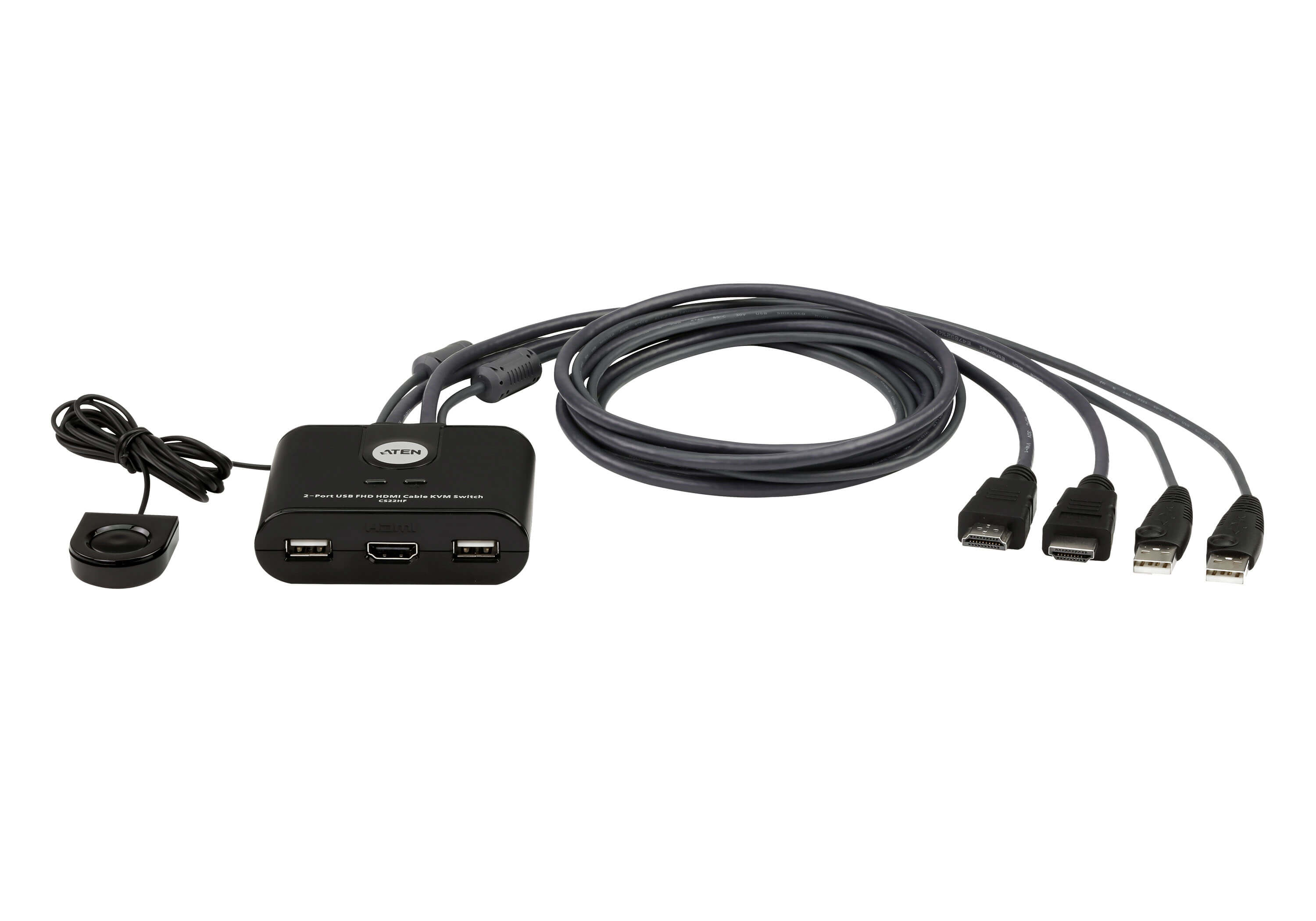 Aten 2-portowy kablowy przełącznik KVM USB HDMI FHD