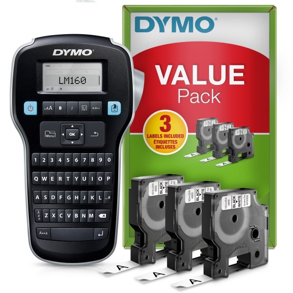 DYMO Drukarka LabelManager LM160 Zestaw 3 taśmy D1 12mm czarny / biała 7m