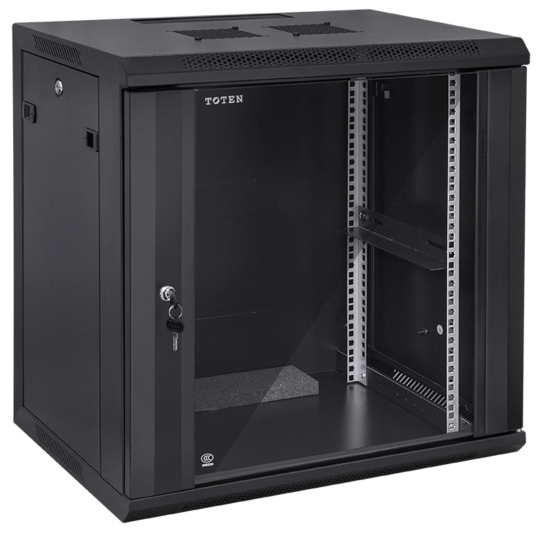 TOTEN Szafa wisząca rack 19” W2 15U 600/600mm; czarna (drzwi przeszklone)