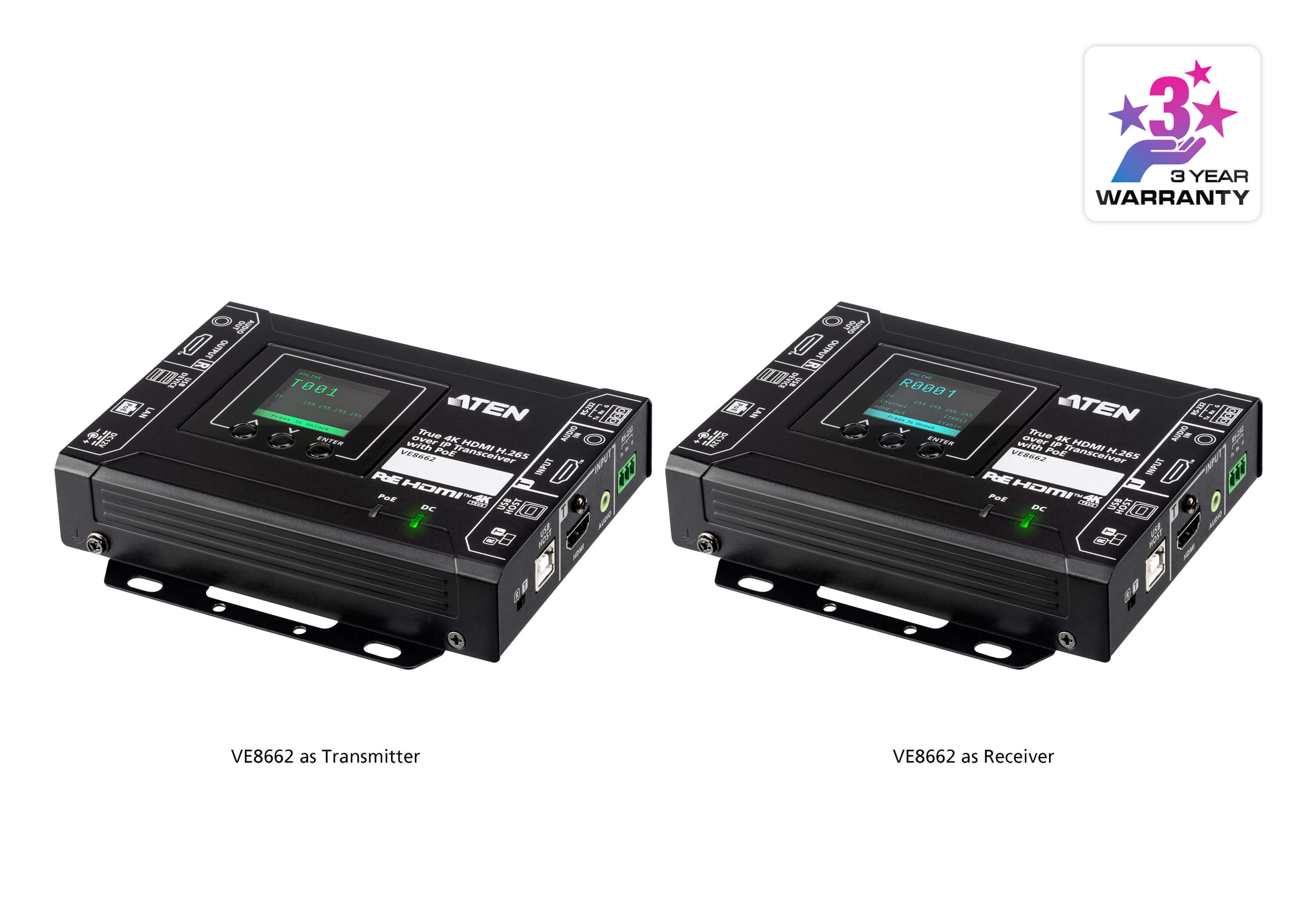Aten  IP Transceiver True 4K H.265 overz POE (nadajnik i odbiornik w jednym)