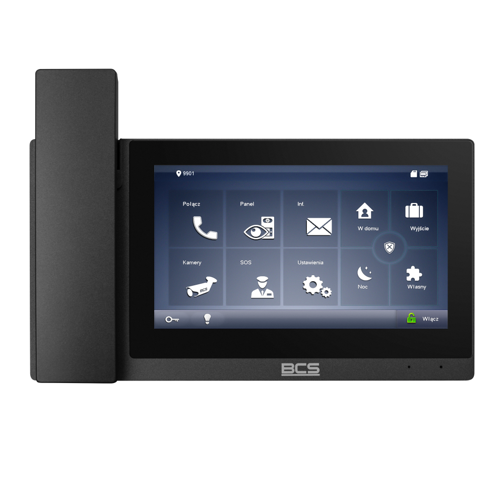 BCS LINE wideomonitorgłośnomówiący IP CZARNY, ekran pojemnościowy 7”,rozdzielczość ekranu 1024x600, PoE 802.3 at/af/passive,firmware SIP