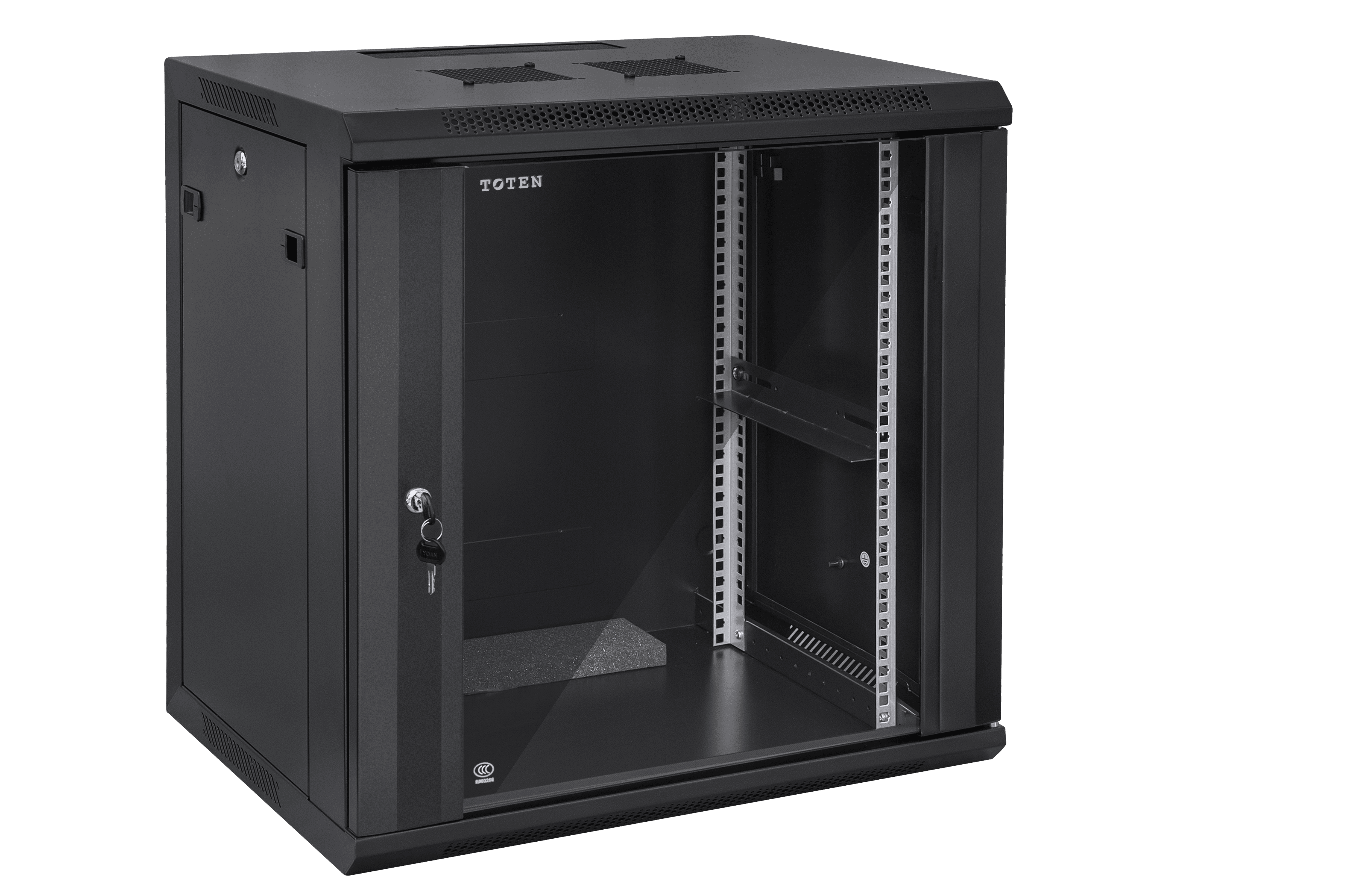 TOTEN Szafa wisząca rack 19” W2 22U 600/600mm; czarna (drzwi przeszklone)